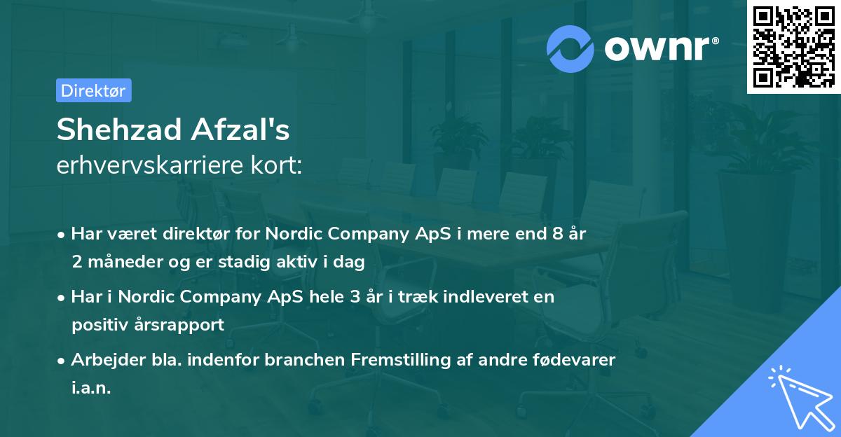 Shehzad Afzal's erhvervskarriere kort