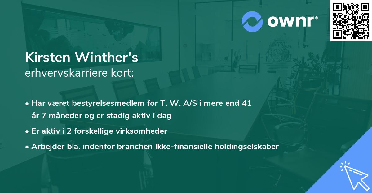 Kirsten Winther's erhvervskarriere kort
