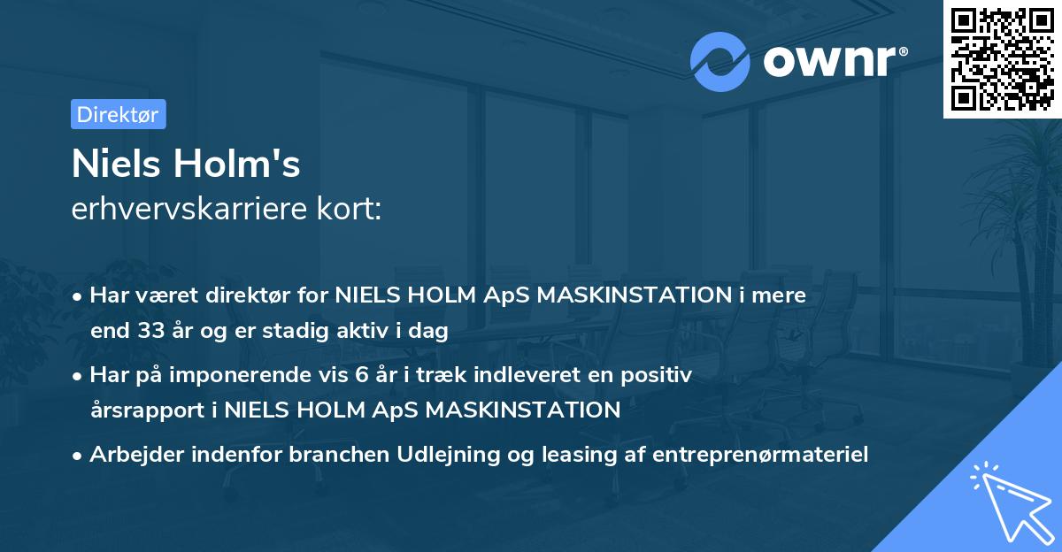 Niels Holm's erhvervskarriere kort