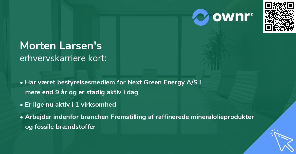 Morten Larsen's erhvervskarriere kort