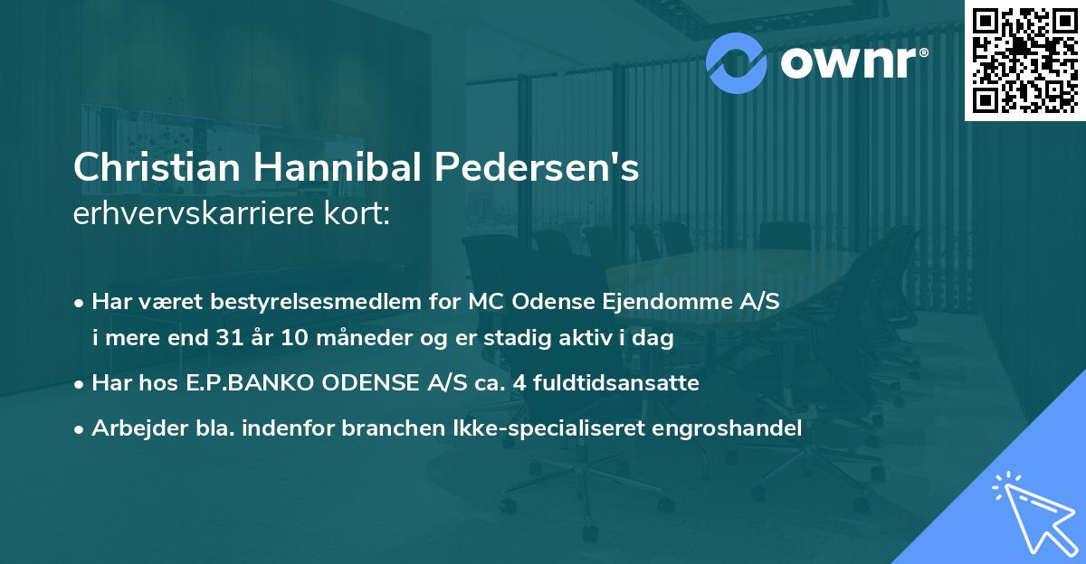 Christian Hannibal Pedersen's erhvervskarriere kort
