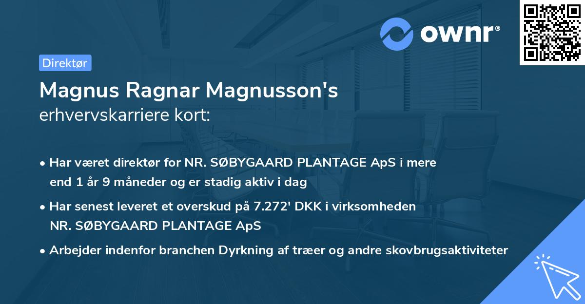 Magnus Ragnar Magnusson's erhvervskarriere kort