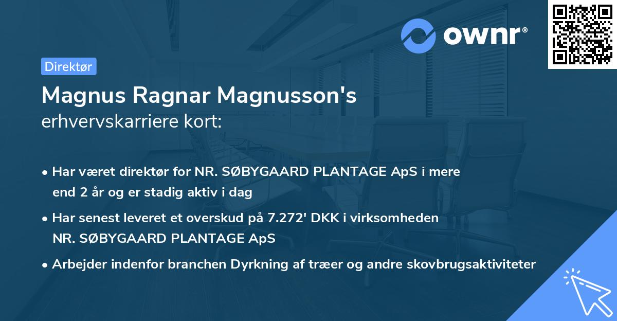 Magnus Ragnar Magnusson's erhvervskarriere kort