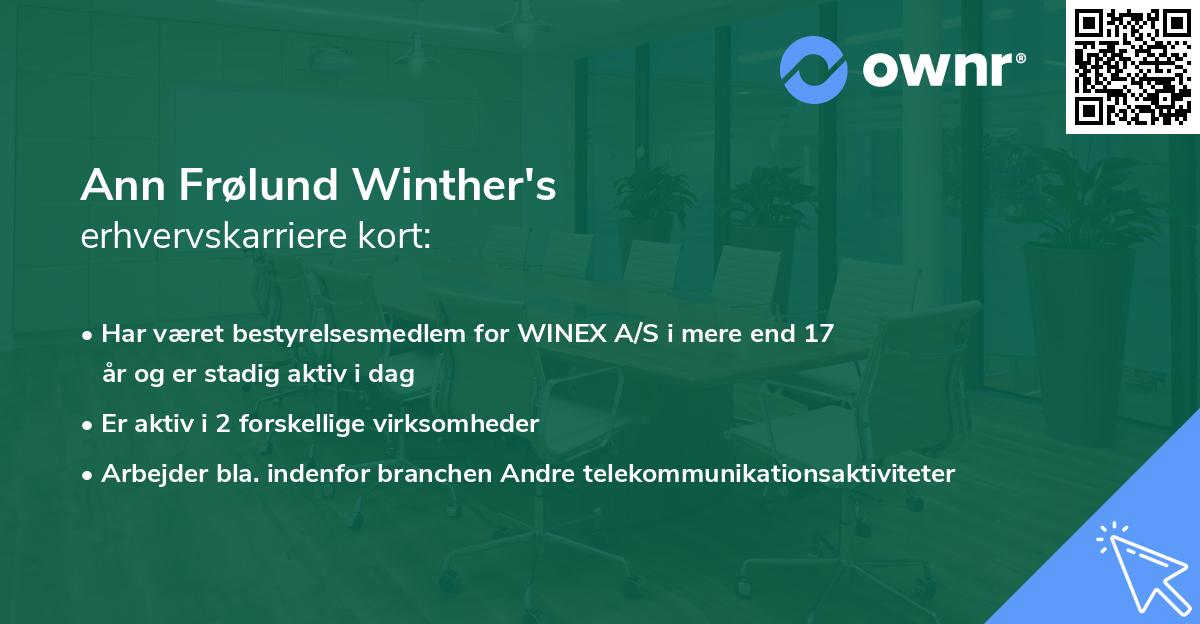 Ann Frølund Winther's erhvervskarriere kort