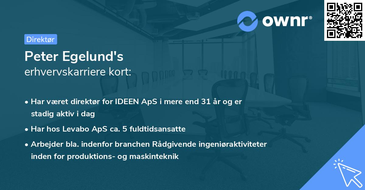 Peter Egelund's erhvervskarriere kort