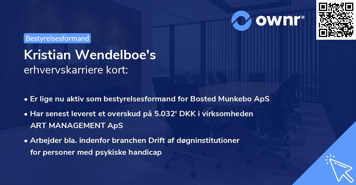 Kristian Wendelboe's erhvervskarriere kort