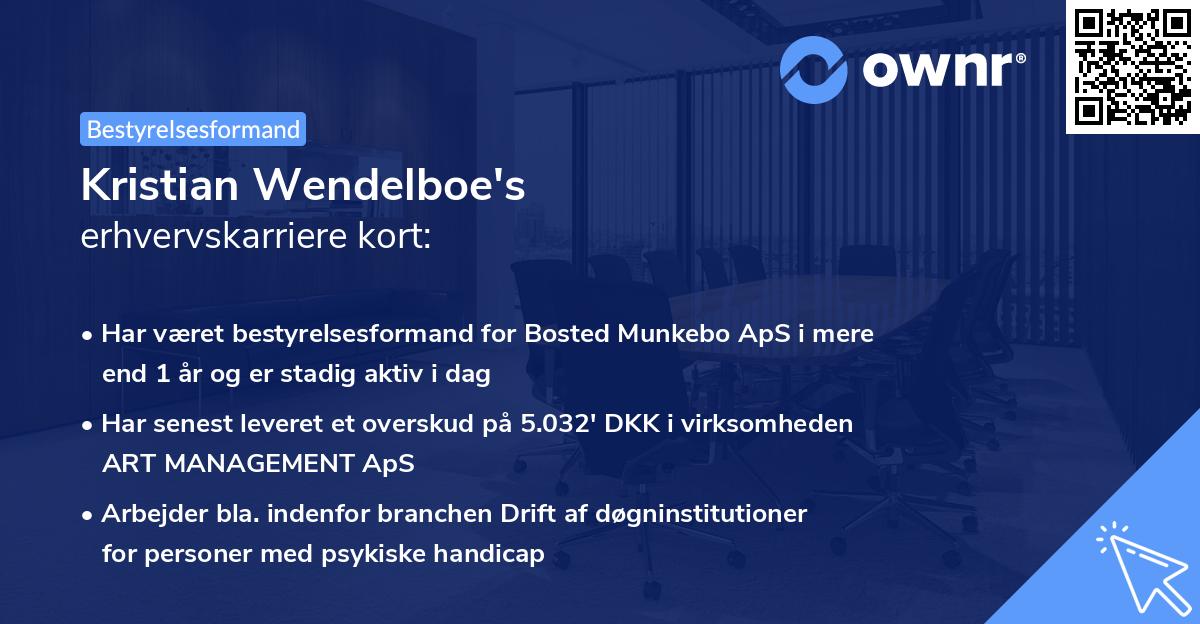 Kristian Wendelboe's erhvervskarriere kort