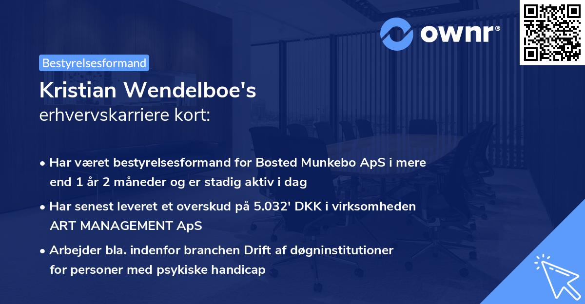 Kristian Wendelboe's erhvervskarriere kort