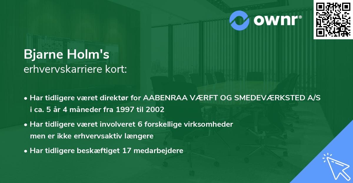 Bjarne Holm's erhvervskarriere kort