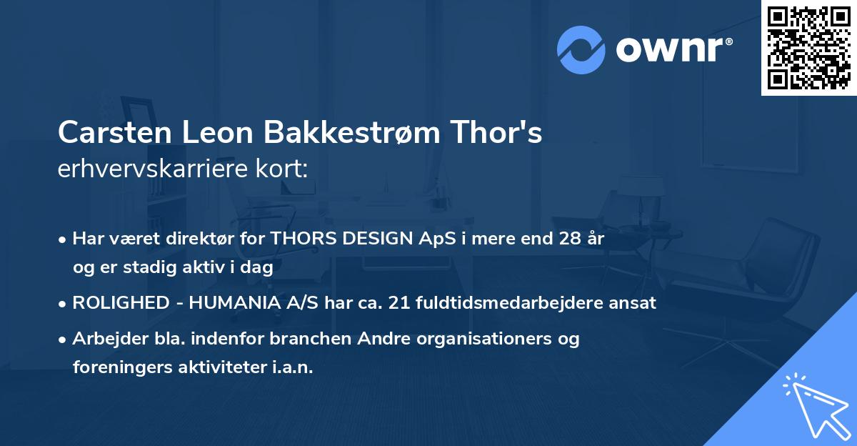 Carsten Leon Bakkestrøm Thor's erhvervskarriere kort