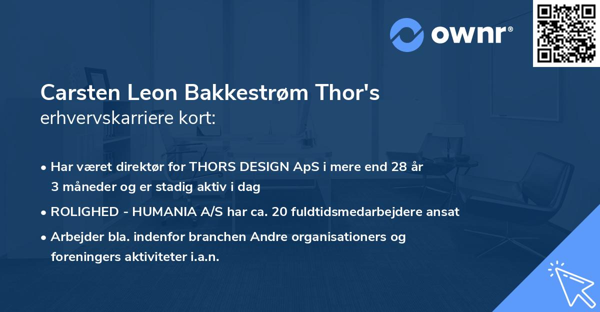 Carsten Leon Bakkestrøm Thor's erhvervskarriere kort