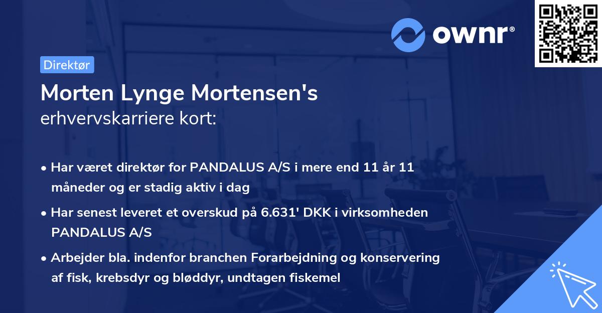 Morten Lynge Mortensen's erhvervskarriere kort