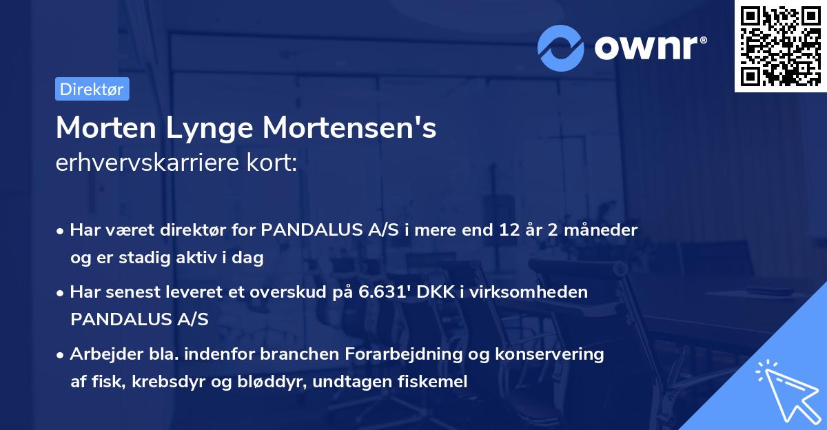 Morten Lynge Mortensen's erhvervskarriere kort