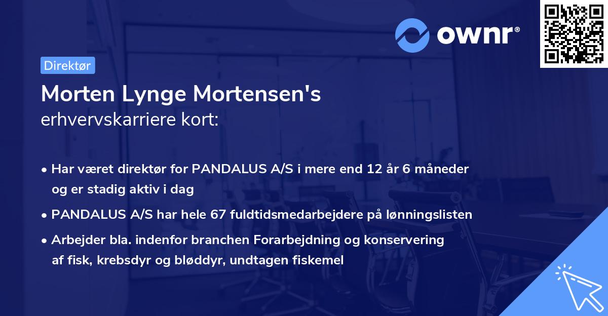 Morten Lynge Mortensen's erhvervskarriere kort