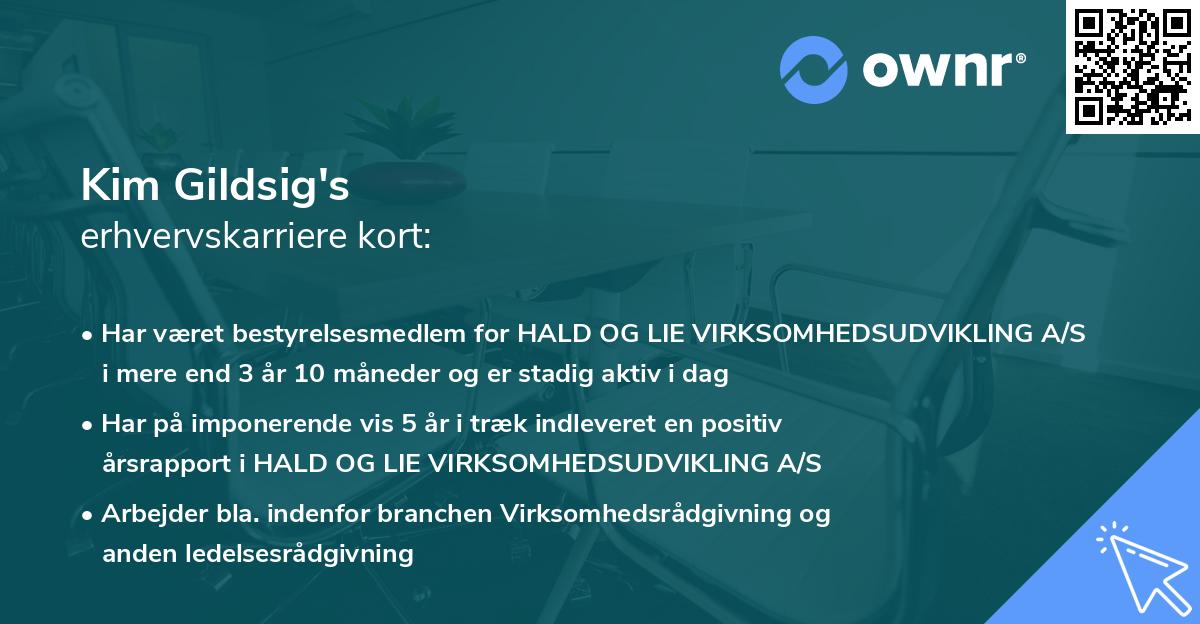 Kim Gildsig's erhvervskarriere kort