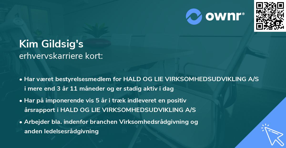 Kim Gildsig's erhvervskarriere kort
