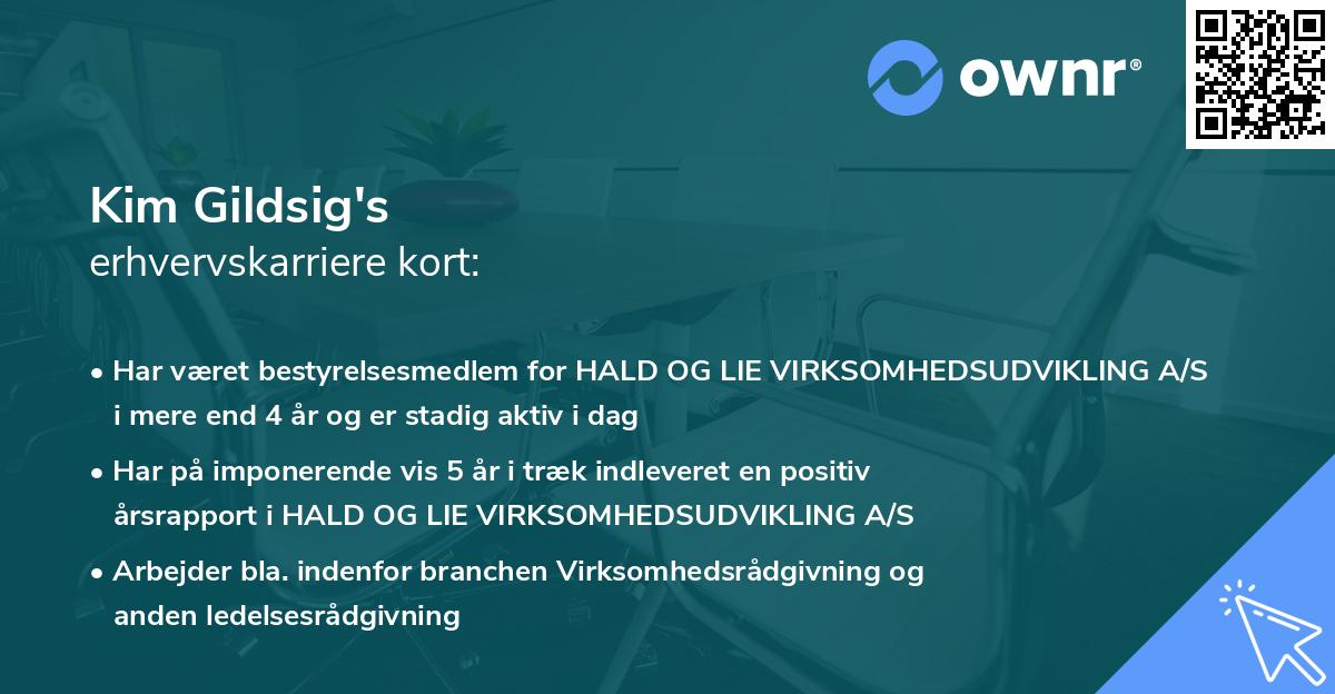 Kim Gildsig's erhvervskarriere kort