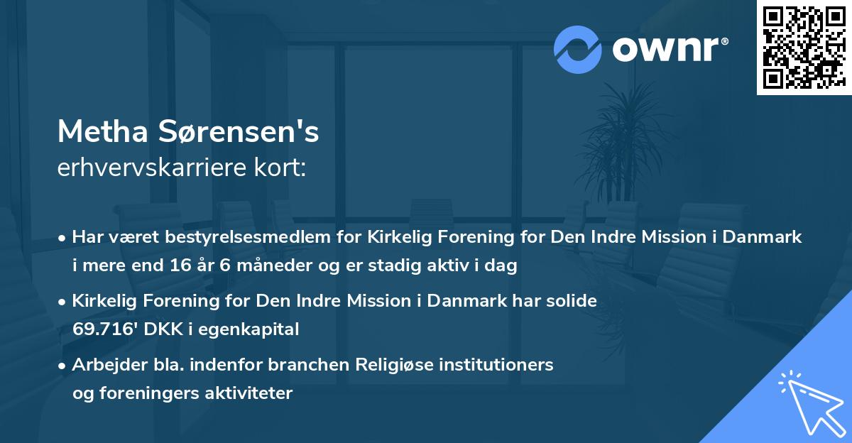Metha Sørensen's erhvervskarriere kort