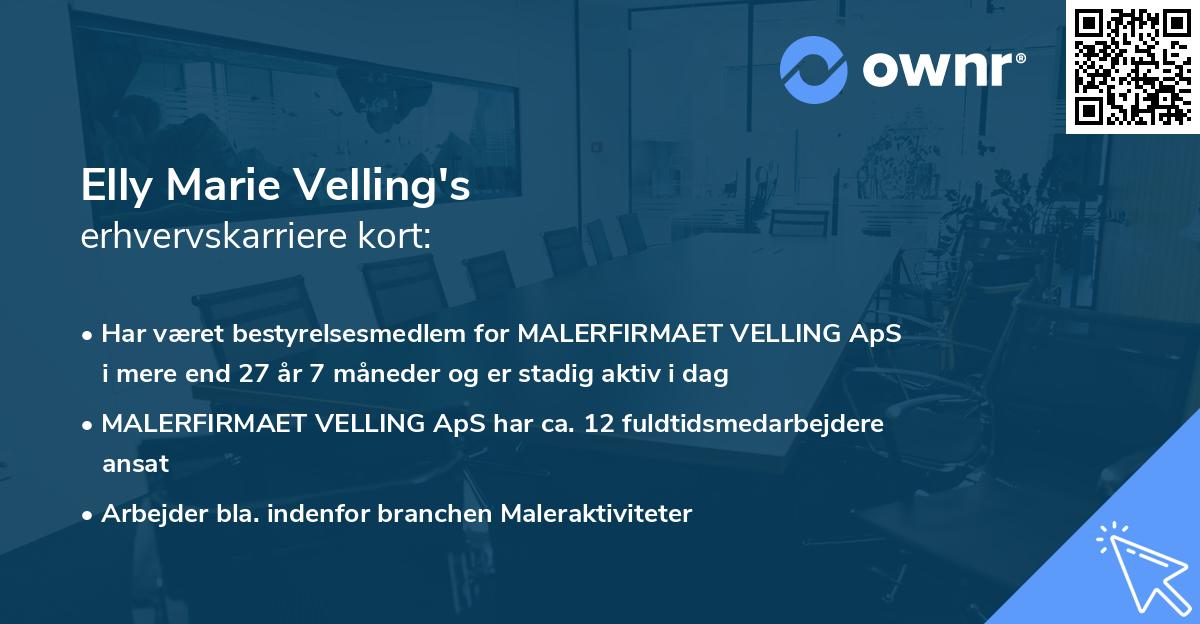 Elly Marie Velling's erhvervskarriere kort