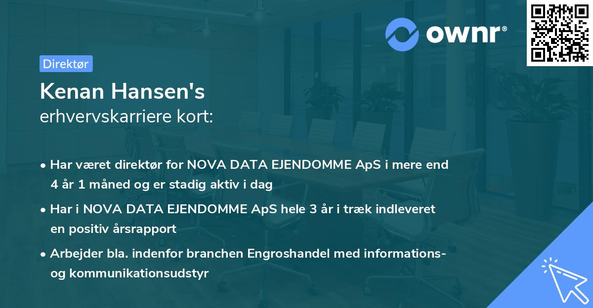 Kenan Hansen's erhvervskarriere kort