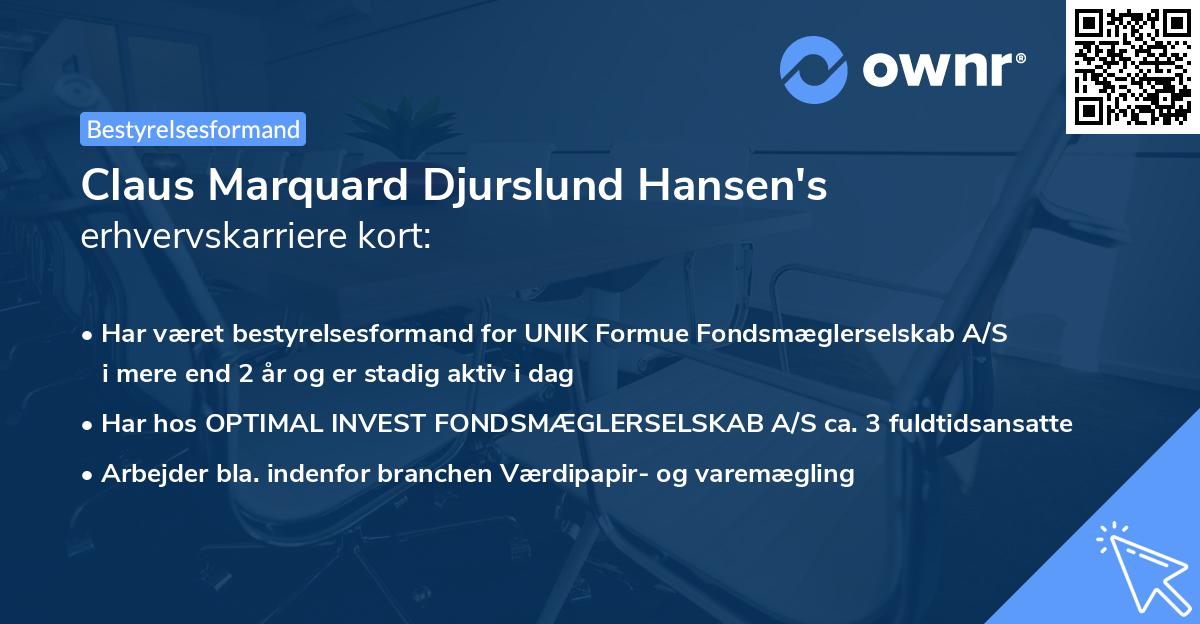 Claus Marquard Djurslund Hansen's erhvervskarriere kort