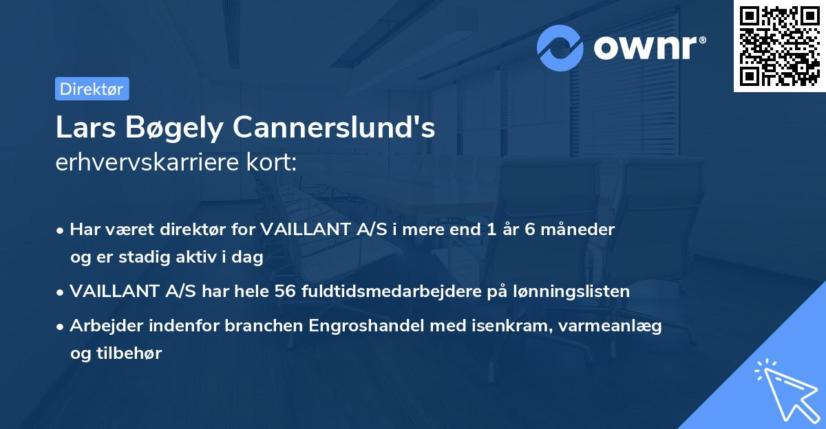 Lars Bøgely Cannerslund's erhvervskarriere kort