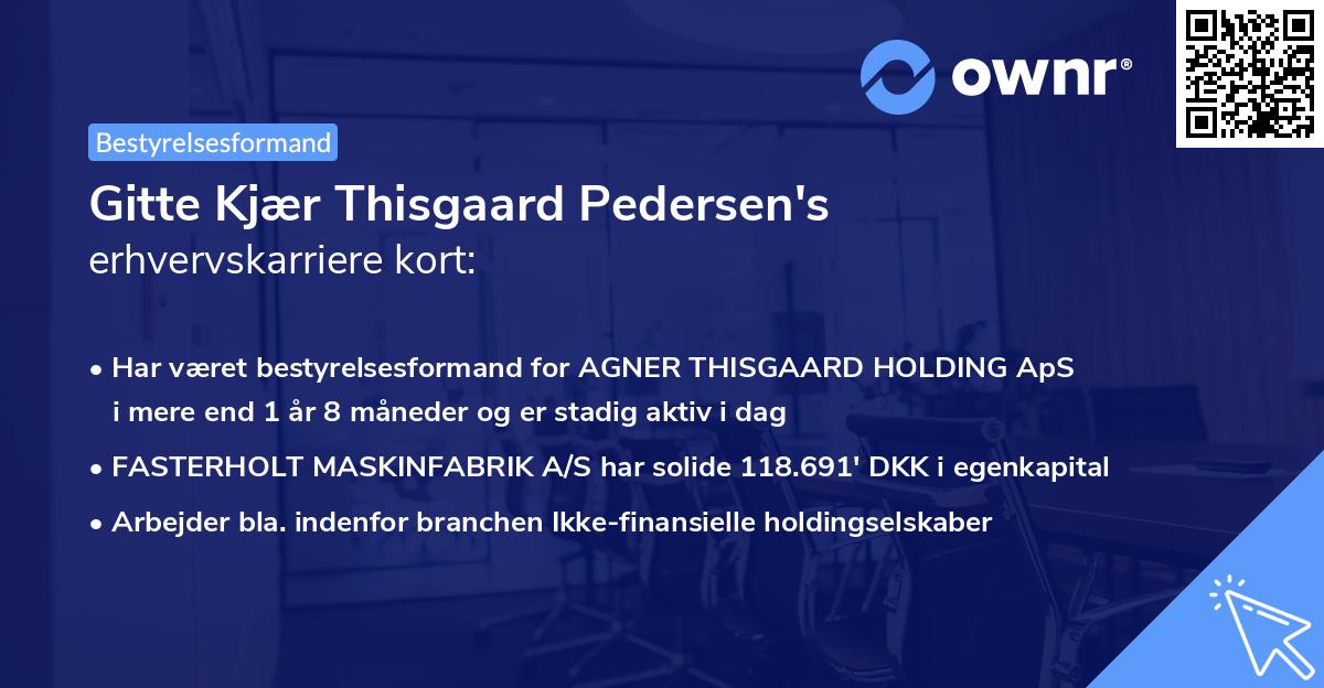 Gitte Kjær Thisgaard Pedersen's erhvervskarriere kort