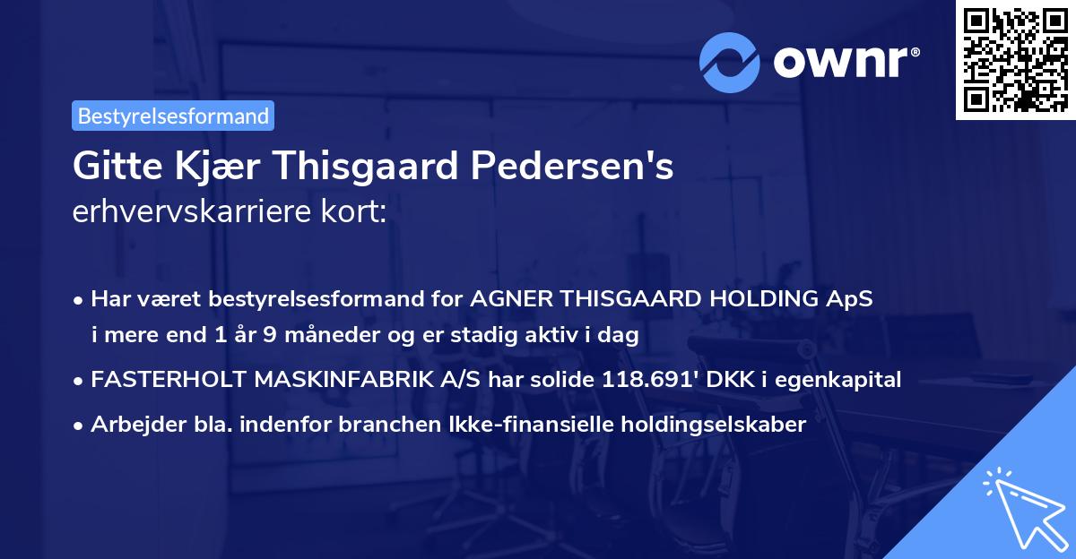Gitte Kjær Thisgaard Pedersen's erhvervskarriere kort
