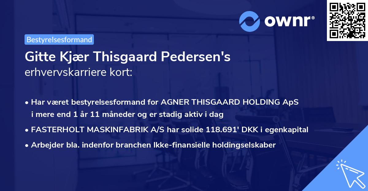 Gitte Kjær Thisgaard Pedersen's erhvervskarriere kort