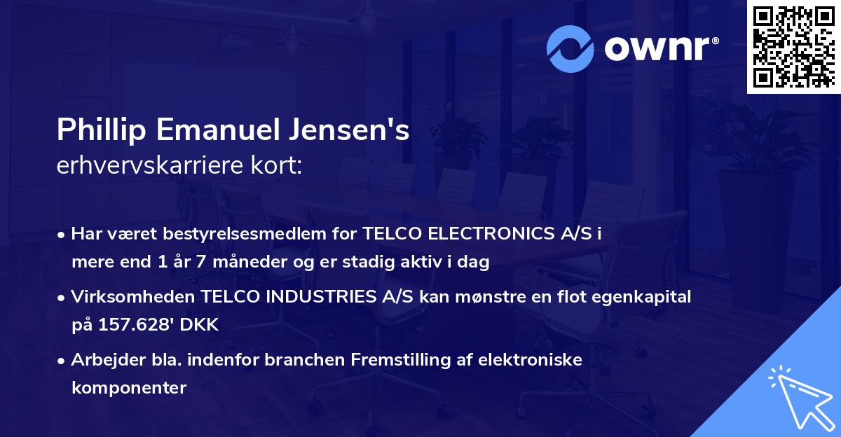 Phillip Emanuel Jensen's erhvervskarriere kort