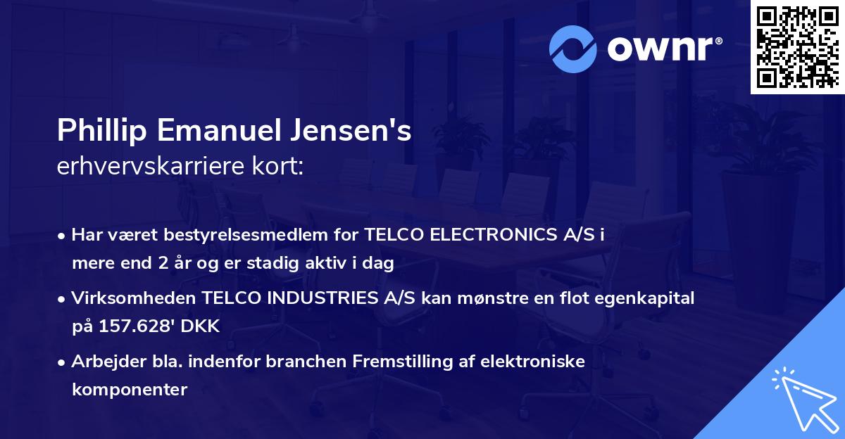 Phillip Emanuel Jensen's erhvervskarriere kort