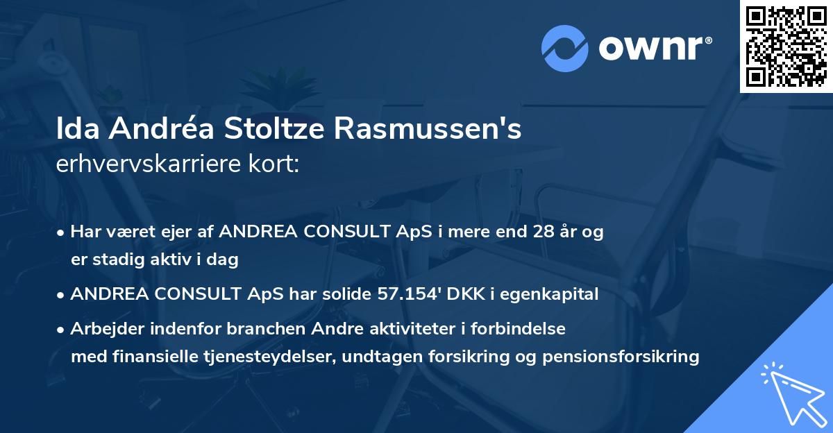 Ida Andréa Stoltze Rasmussen's erhvervskarriere kort