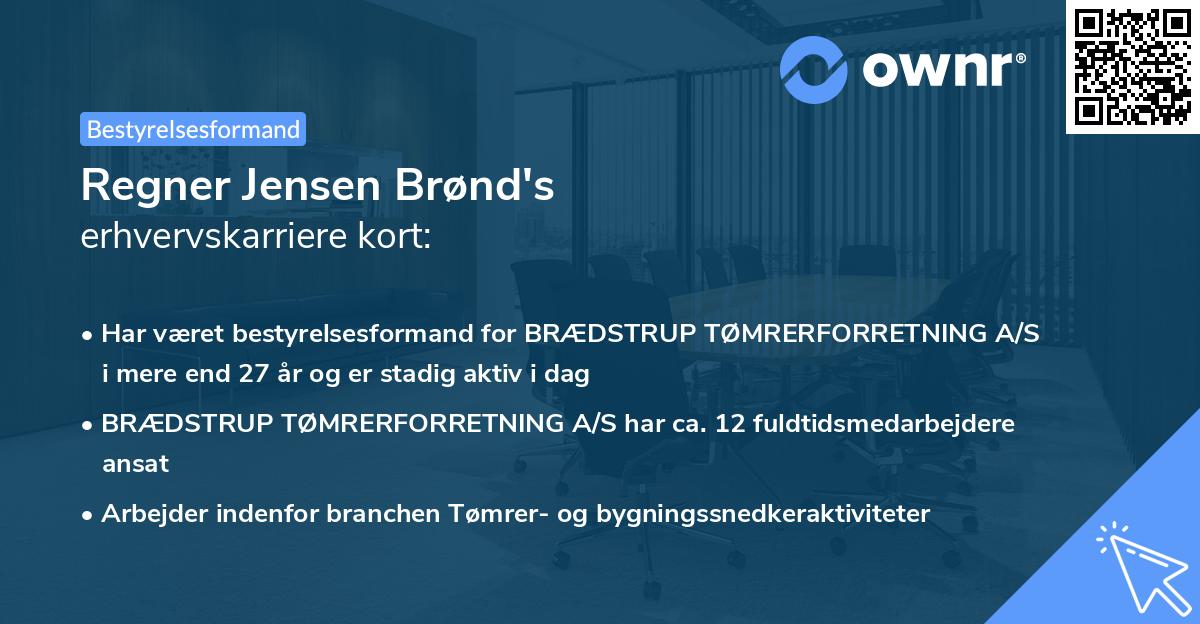 Regner Jensen Brønd's erhvervskarriere kort