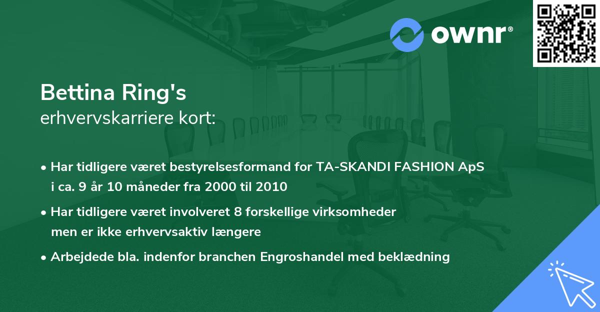 Bettina Ring's erhvervskarriere kort