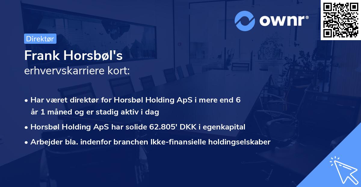 Frank Horsbøl's erhvervskarriere kort