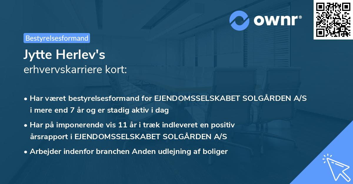 Jytte Herlev's erhvervskarriere kort