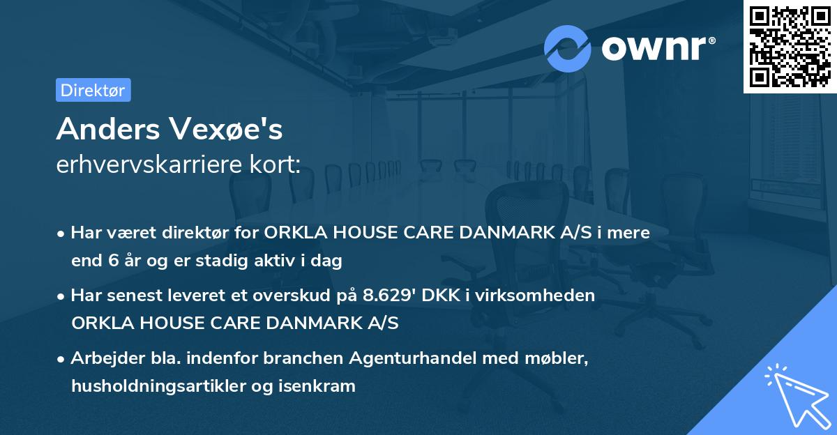 Anders Vexøe's erhvervskarriere kort