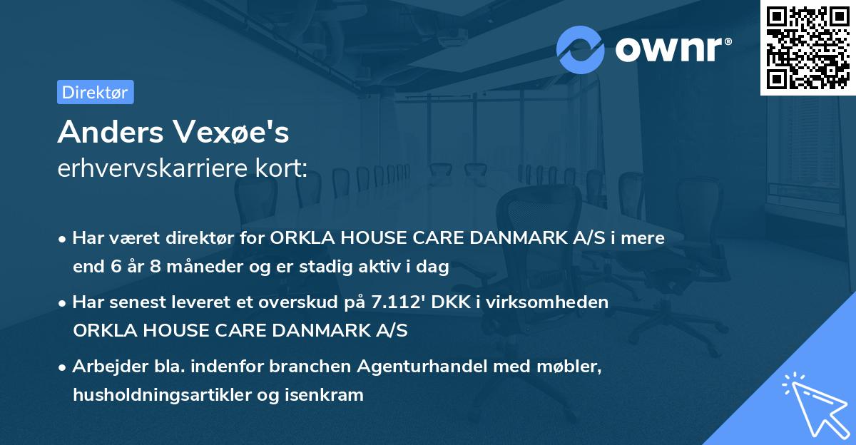 Anders Vexøe's erhvervskarriere kort
