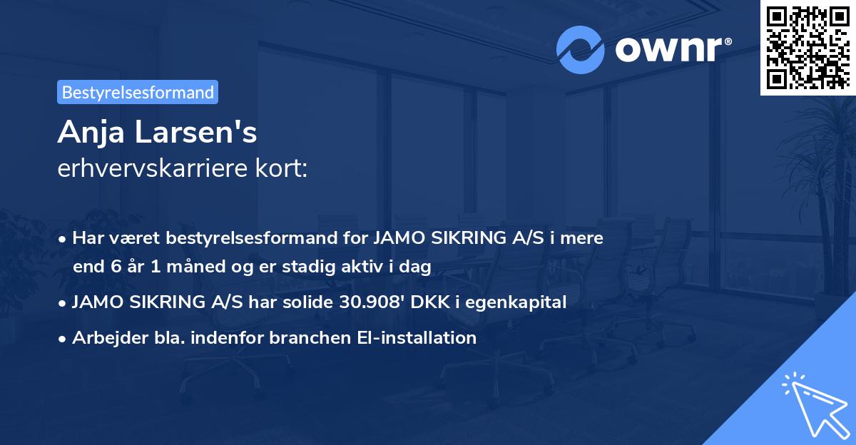 Anja Larsen's erhvervskarriere kort