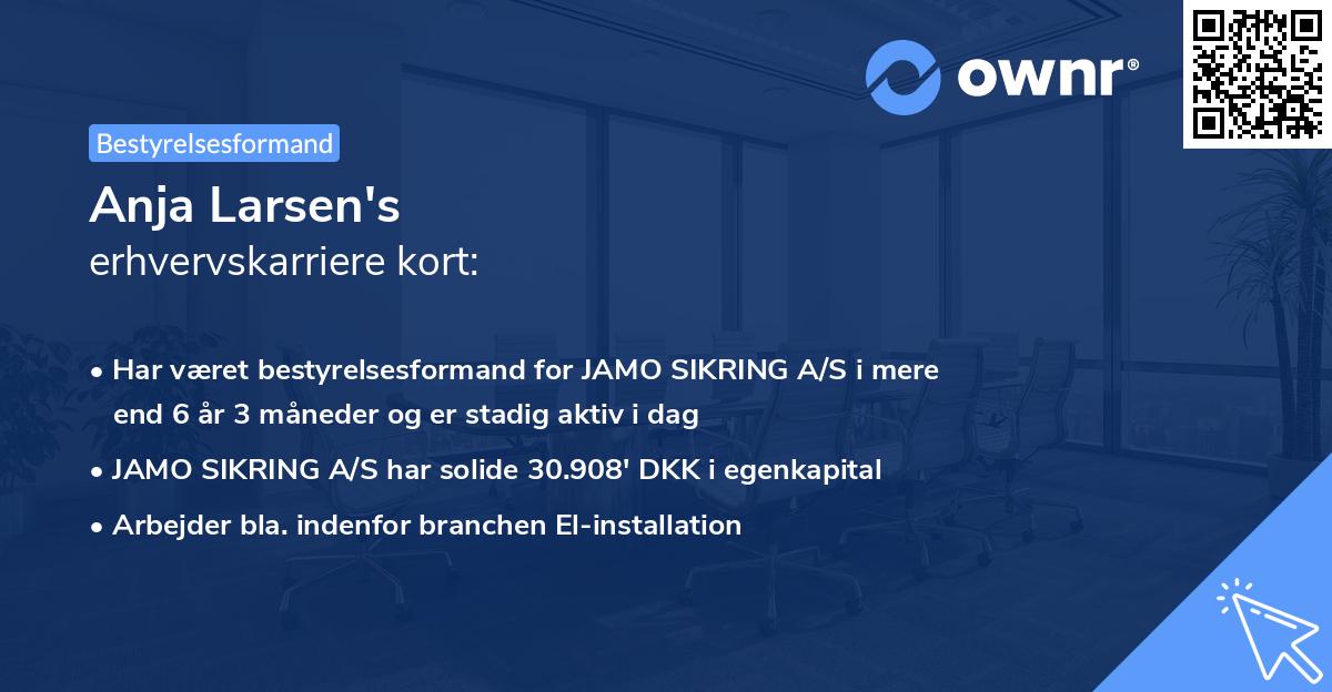 Anja Larsen's erhvervskarriere kort