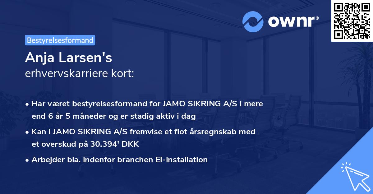 Anja Larsen's erhvervskarriere kort