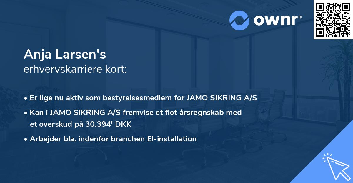 Anja Larsen's erhvervskarriere kort