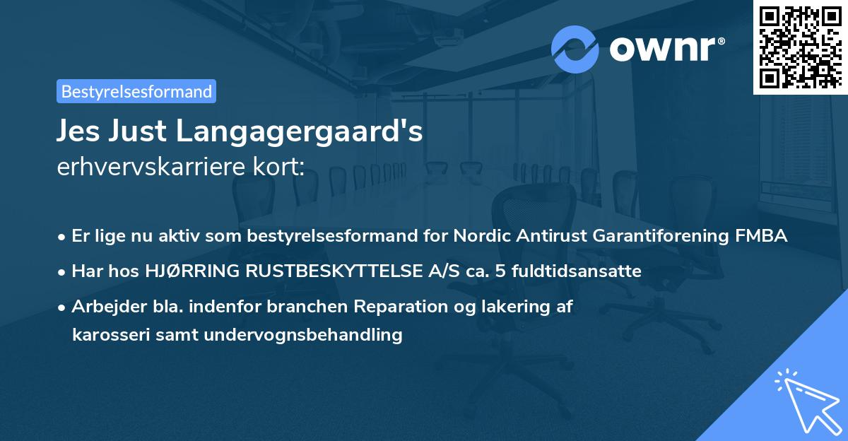 Jes Just Langagergaard's erhvervskarriere kort