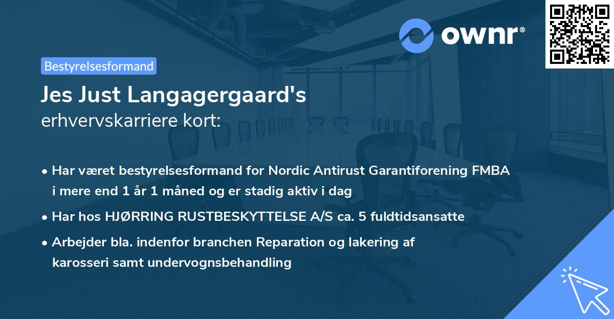 Jes Just Langagergaard's erhvervskarriere kort