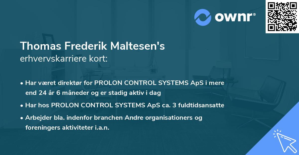 Thomas Frederik Maltesen's erhvervskarriere kort