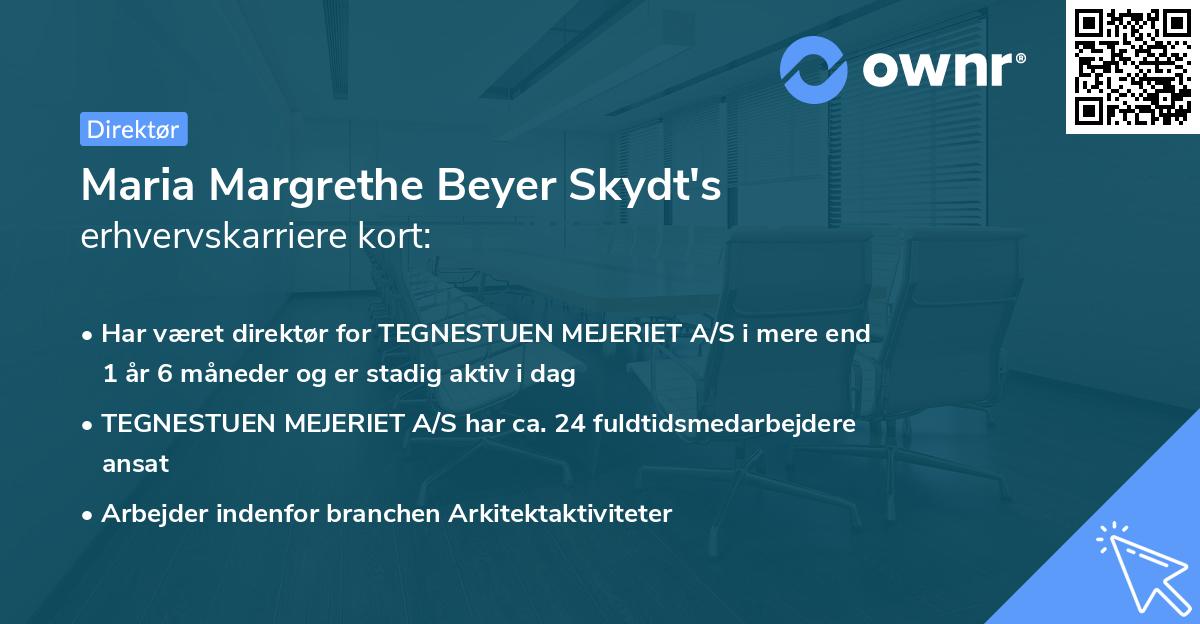 Maria Margrethe Beyer Skydt's erhvervskarriere kort