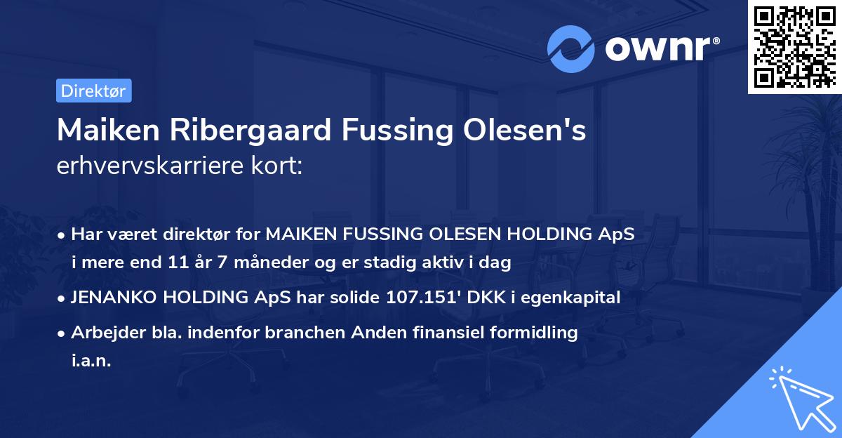 Maiken Ribergaard Fussing Olesen's erhvervskarriere kort