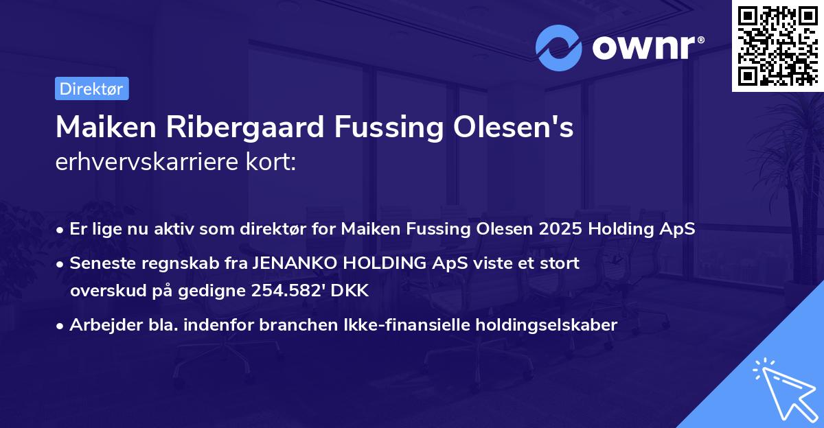Maiken Ribergaard Fussing Olesen's erhvervskarriere kort
