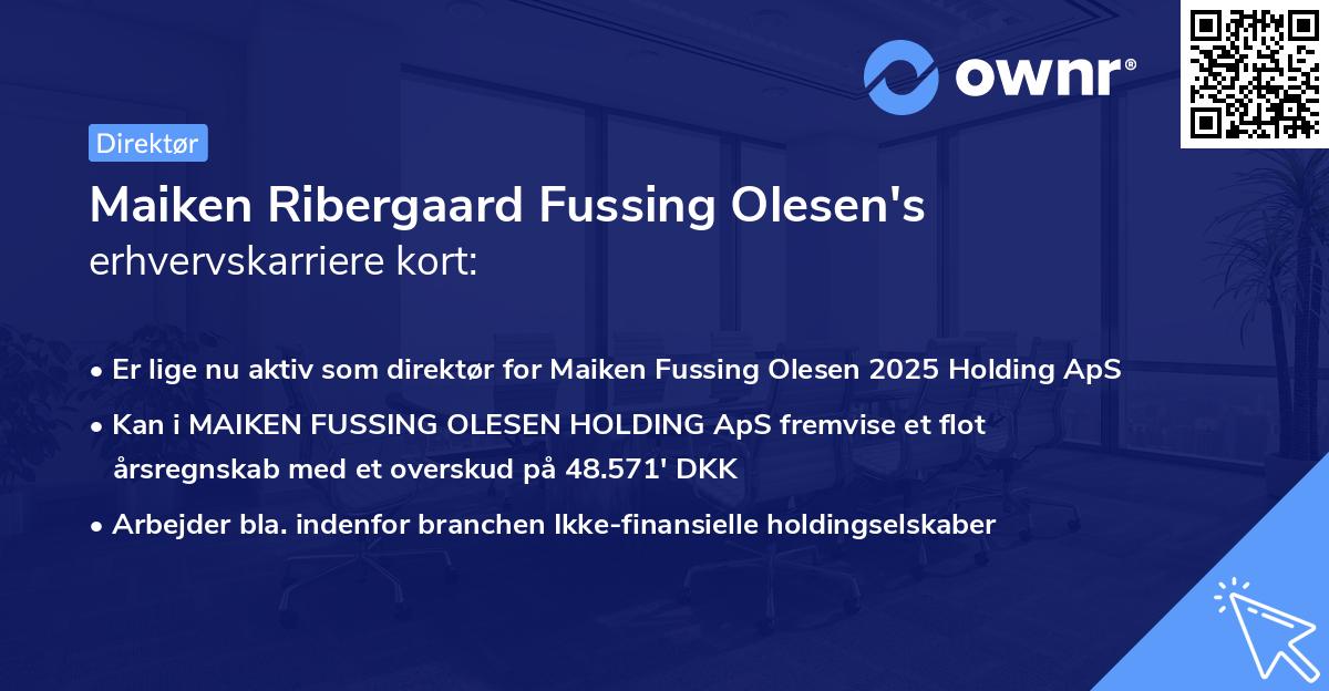 Maiken Ribergaard Fussing Olesen's erhvervskarriere kort