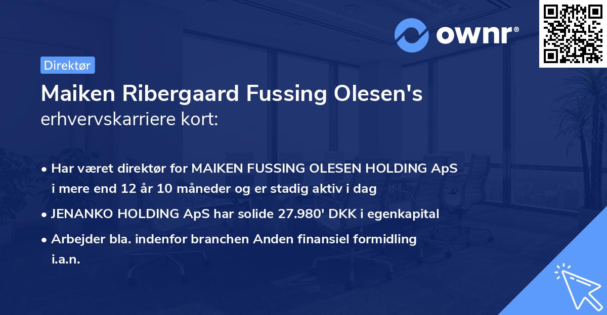 Maiken Ribergaard Fussing Olesen's erhvervskarriere kort
